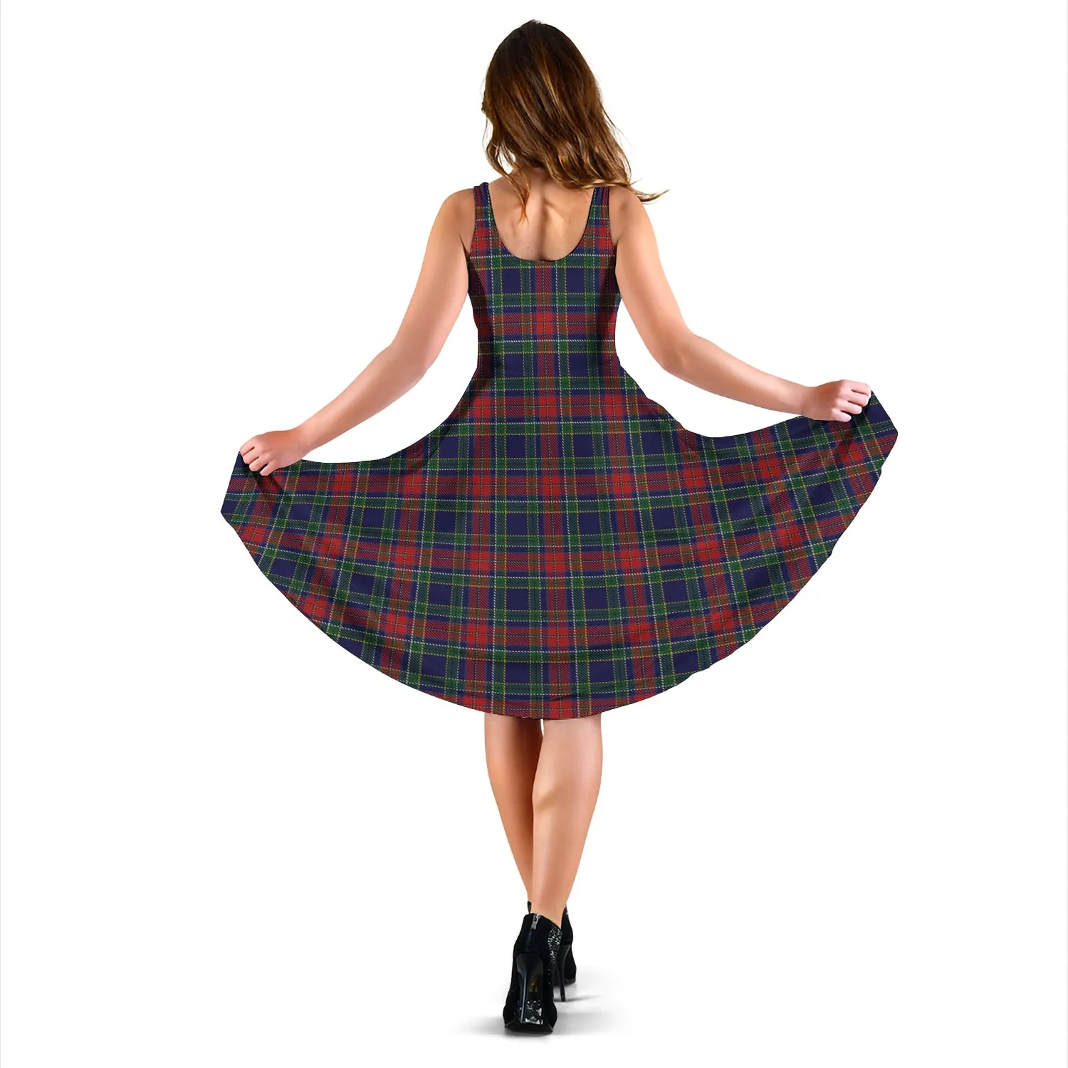 Allison Red Tartan Sleeveless Midi Womens Dress