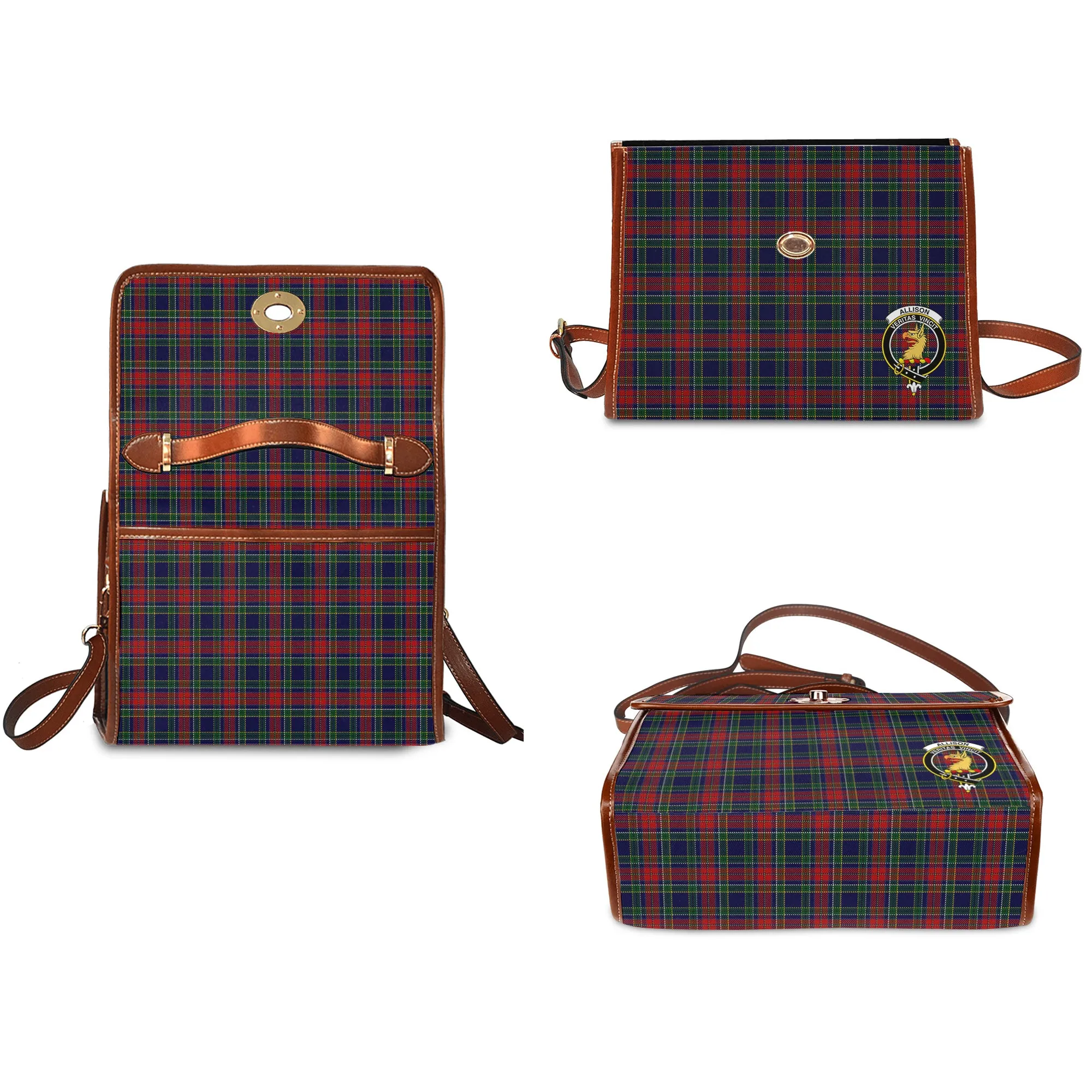 Allison Red Tartan Waterproof Canvas Bag with Family Crest