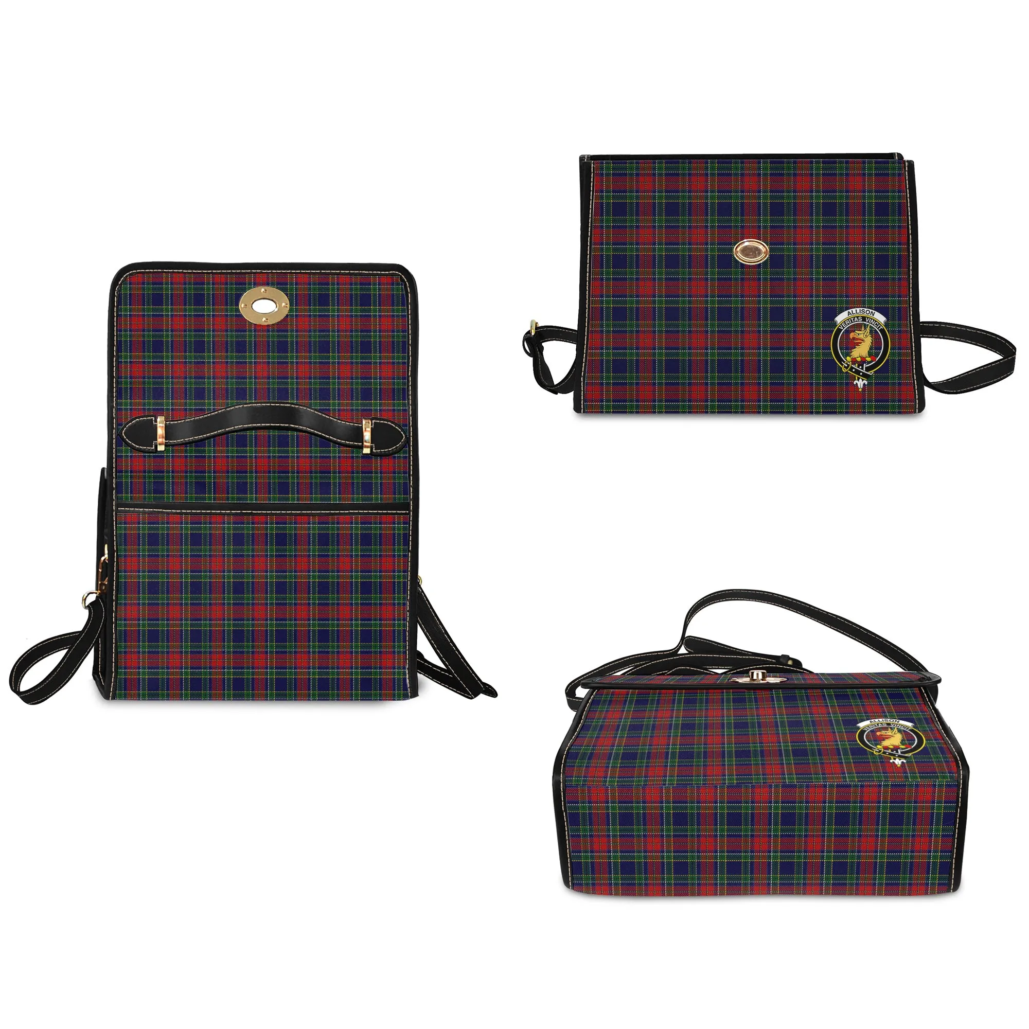 Allison Red Tartan Waterproof Canvas Bag with Family Crest