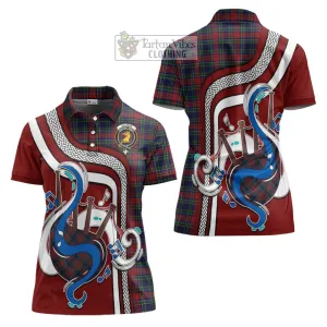 Allison Red Tartan Women's Polo Shirt with Epic Bagpipe Style