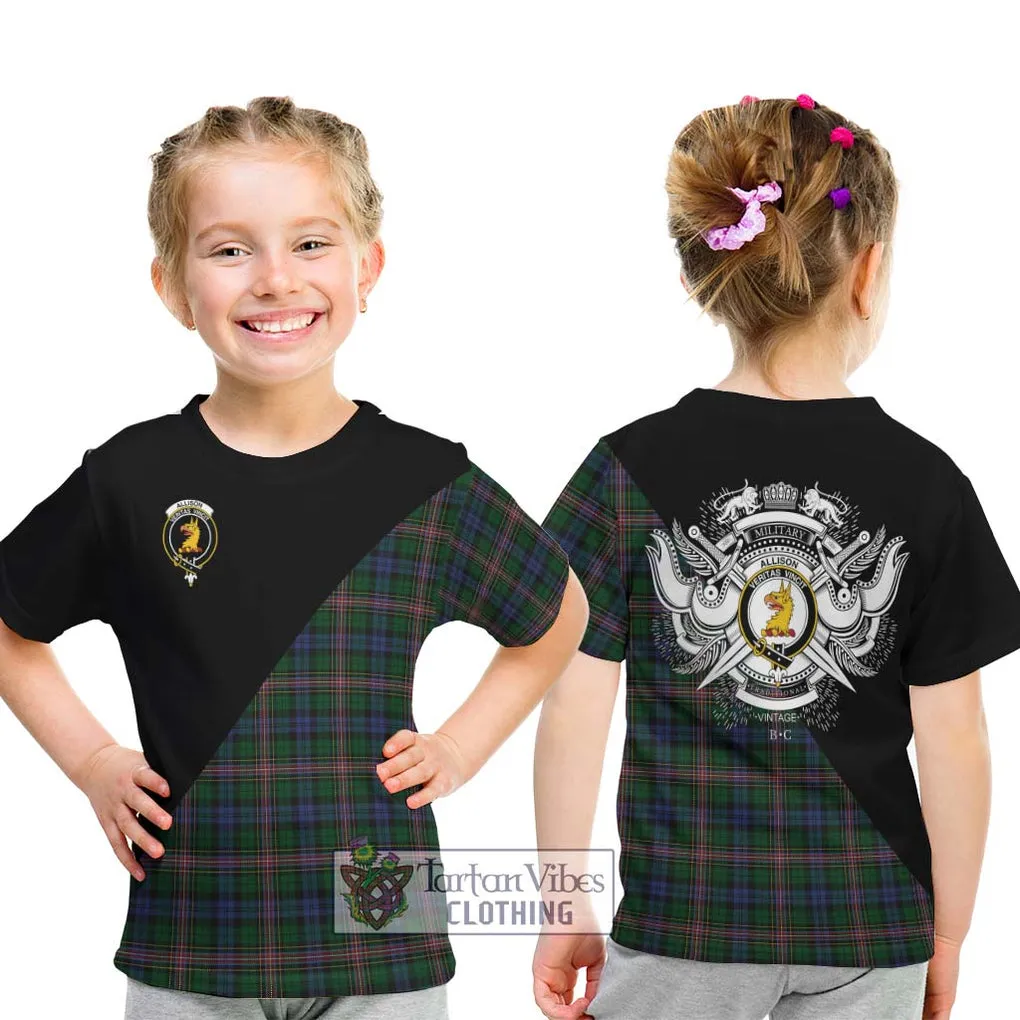 Allison Tartan Kid T-Shirt with Family Crest and Military Logo Style