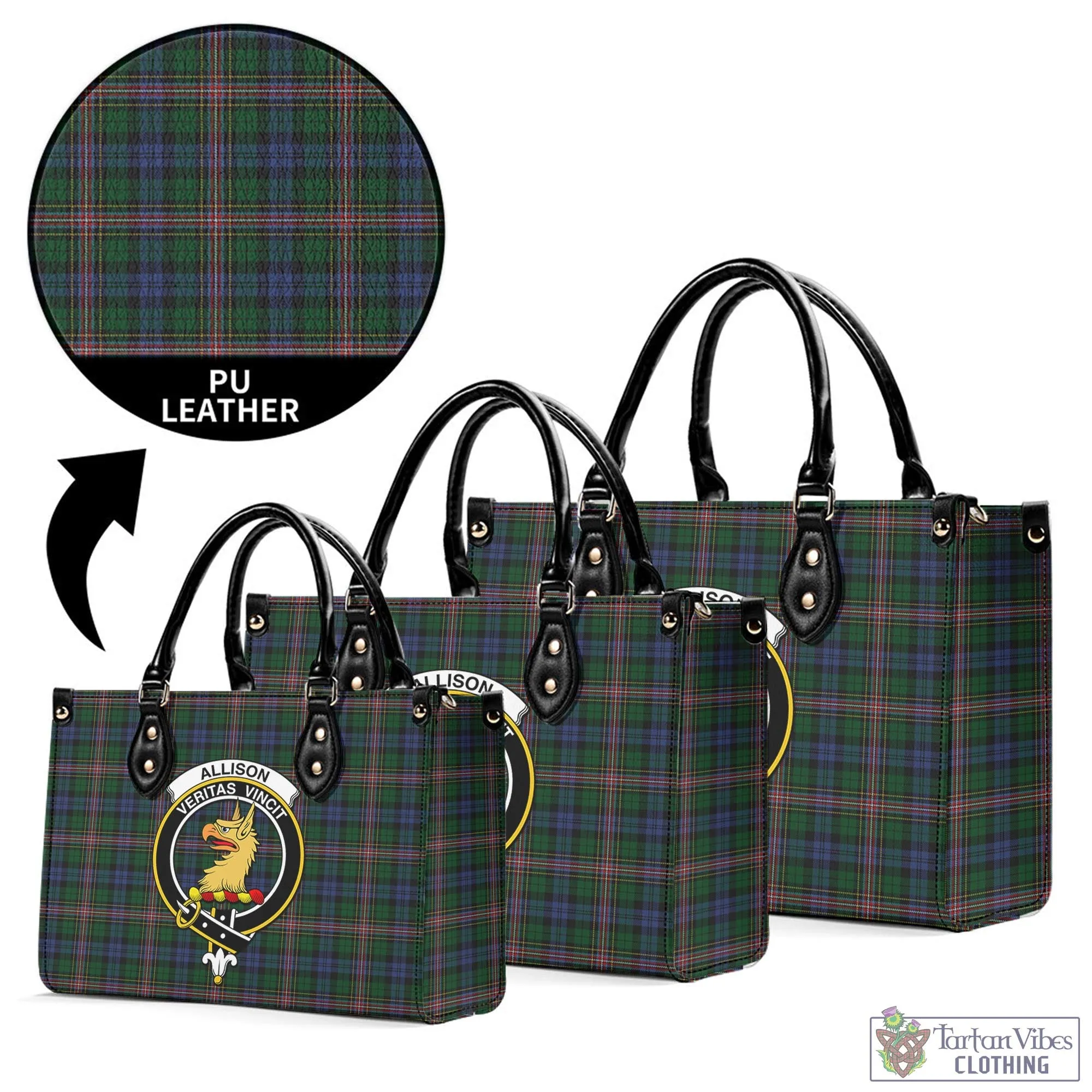 Allison Tartan Luxury Leather Handbags with Family Crest