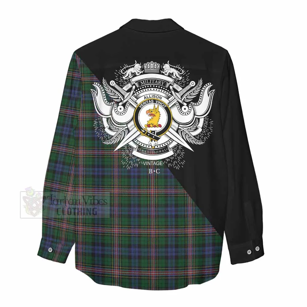 Allison Tartan Women's Casual Shirt with Family Crest and Military Logo Style