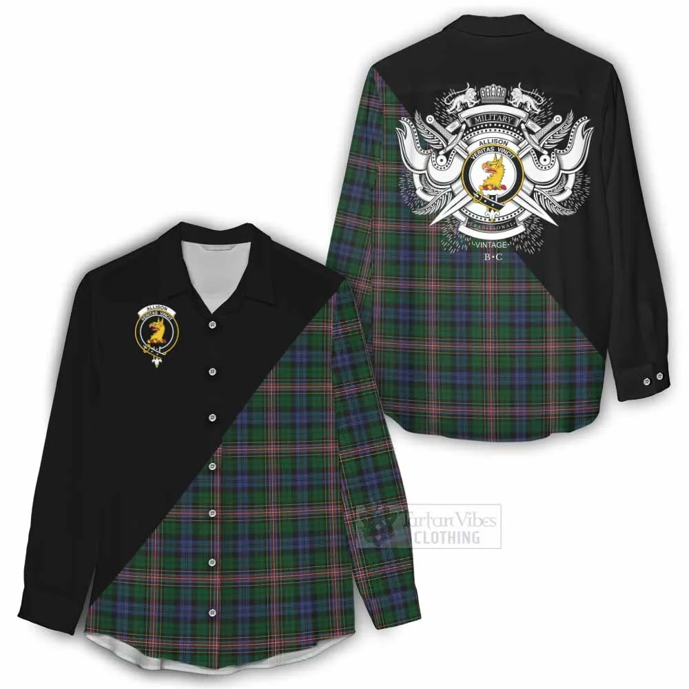 Allison Tartan Women's Casual Shirt with Family Crest and Military Logo Style