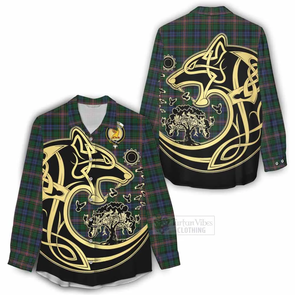 Allison Tartan Women's Casual Shirt with Family Crest Celtic Wolf Style