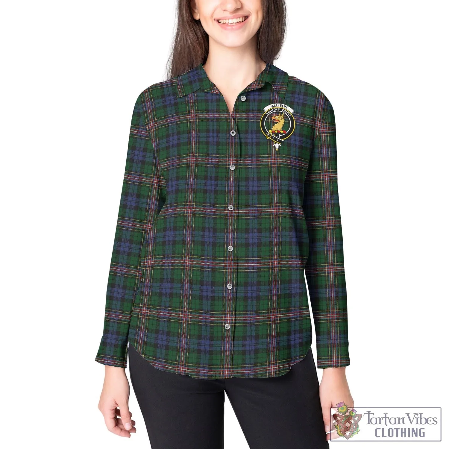 Allison Tartan Women's Casual Shirt with Family Crest