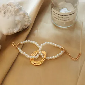 Alloy Stylish Geometric Freshwater Pearl Bracelet