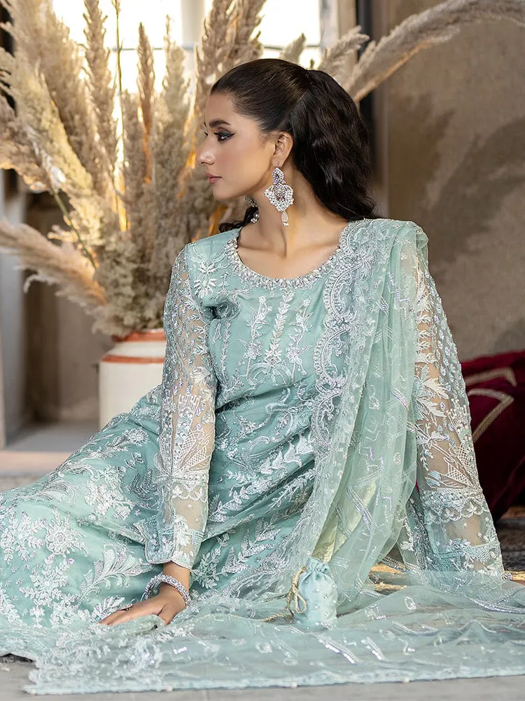 Ally's Mint Green Embroidered Net 3-Piece Suit (AL-3653)