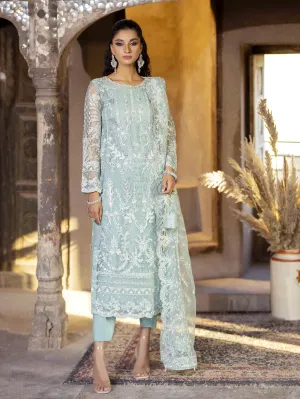 Ally's Mint Green Embroidered Net 3-Piece Suit (AL-3653)