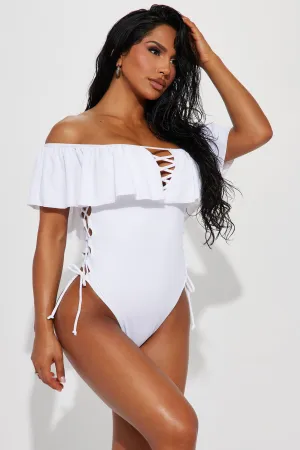 Alma Lace Up 1 Piece Swimsuit - White