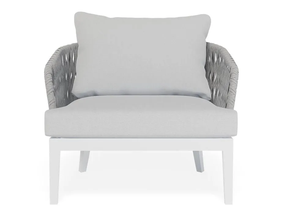 Alma Lounge Chair - Outdoor - Single - White - Light Grey Cushion