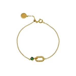 Alma Vintage Oval Bracelet Emerald CZ and Gold