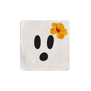 Aloha Ghost with Hibiscus Fabric Coaster