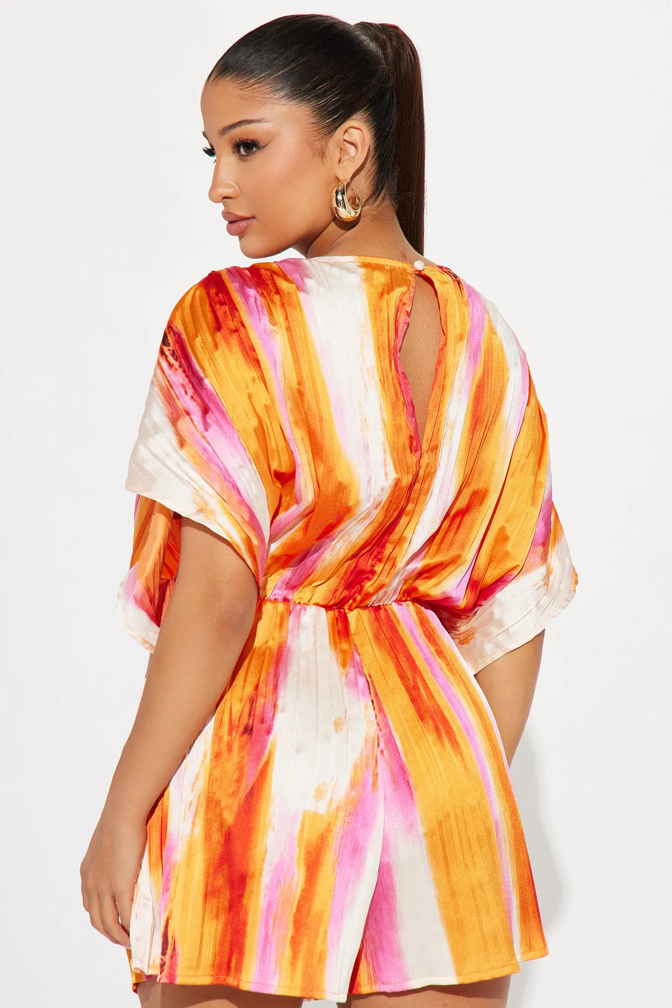 Aloha Satin Jumpsuit - Orange/combo