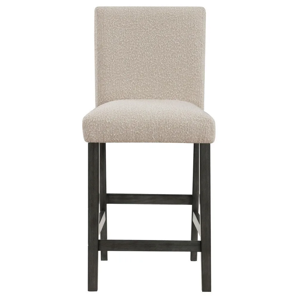 Alora Counter Height Dining Chair Set of 2, Beige Boucle, Charcoal Gray By Casagear Home