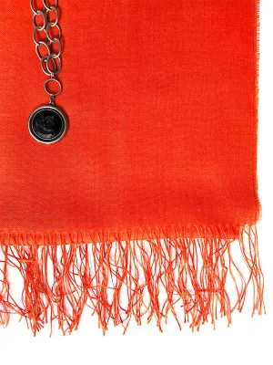 Alpaca and Silk Gauzy Shawl Hot Orange