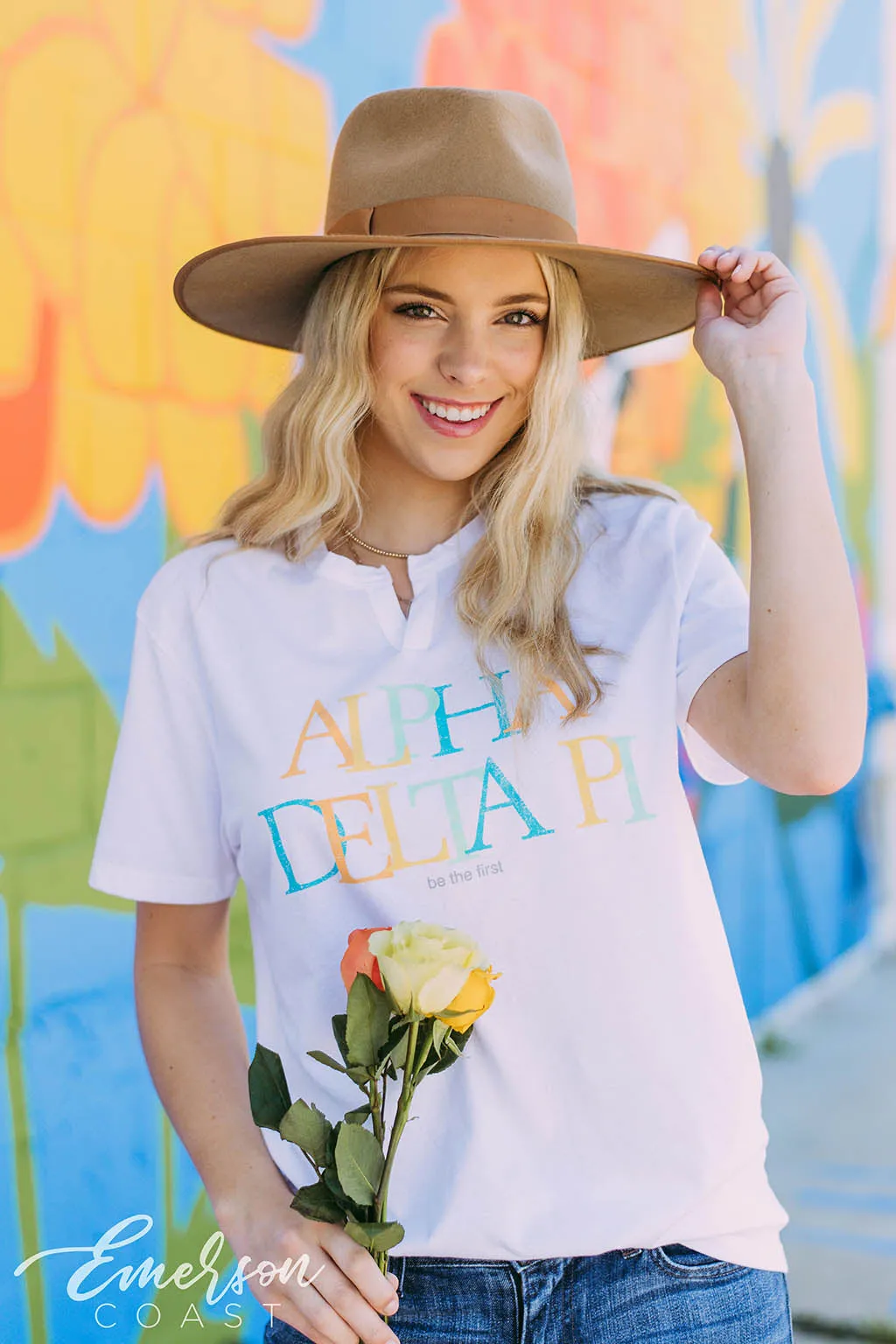 Alpha Delta Pi Colorful PR Notch Tee