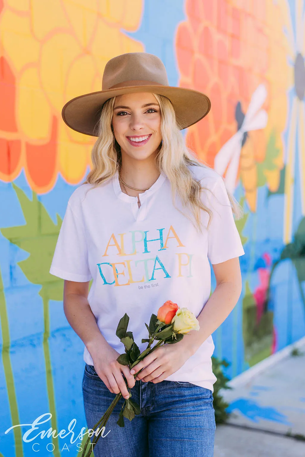 Alpha Delta Pi Colorful PR Notch Tee