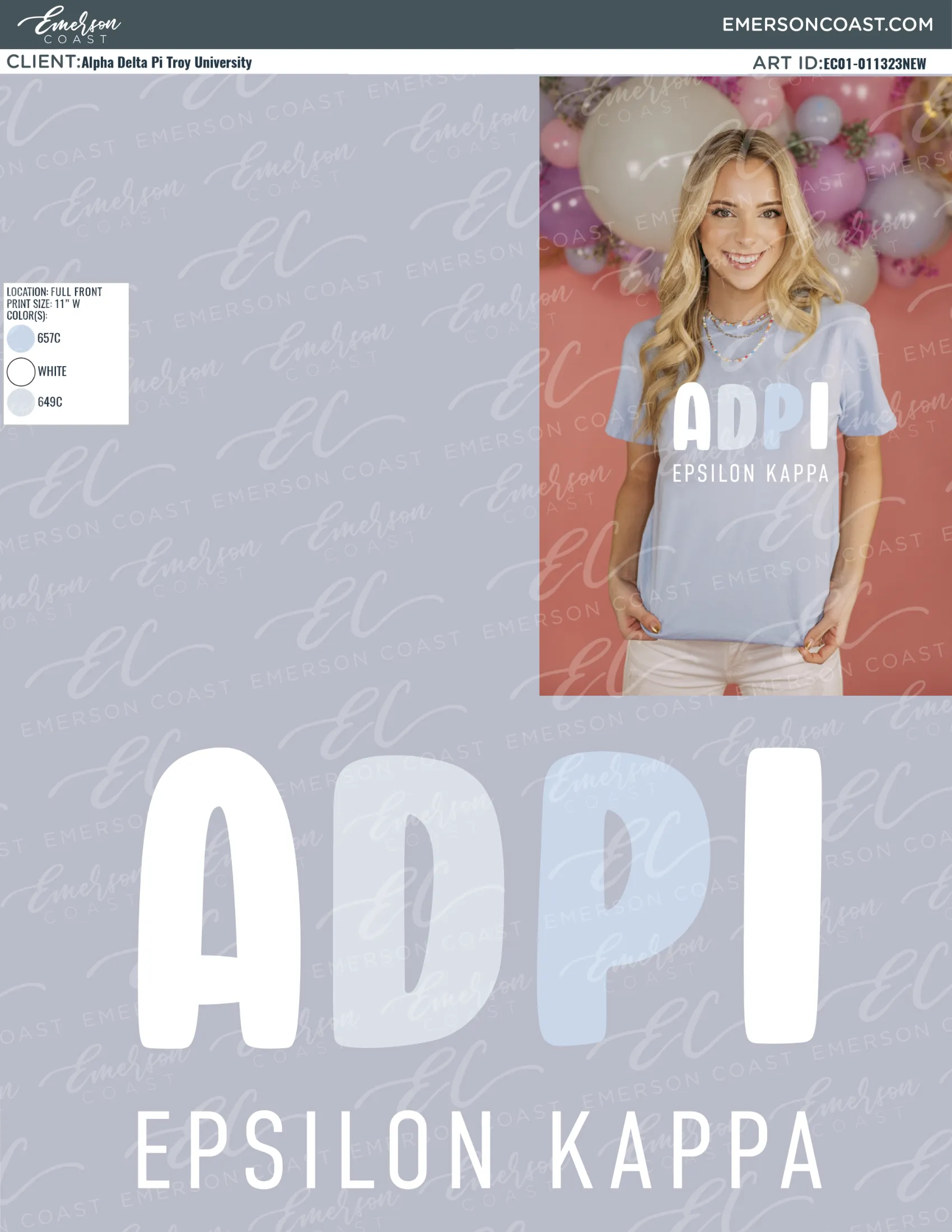 Alpha Delta Pi Shades of Blue Tshirt