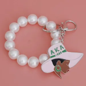 Alpha Kappa Alpha Inspired Pearl Hat Keychain  AKA Purse Charm Too