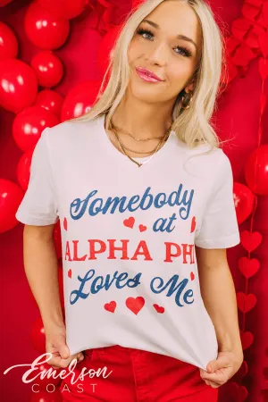 Alpha Phi PR Somebody Loves Me Tee