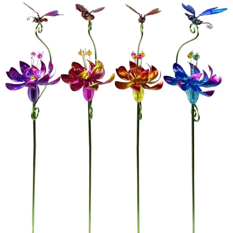 Alpine Assorted Metal/Plastic 42 in. H Flower and Insect Outdoor Garden Stake