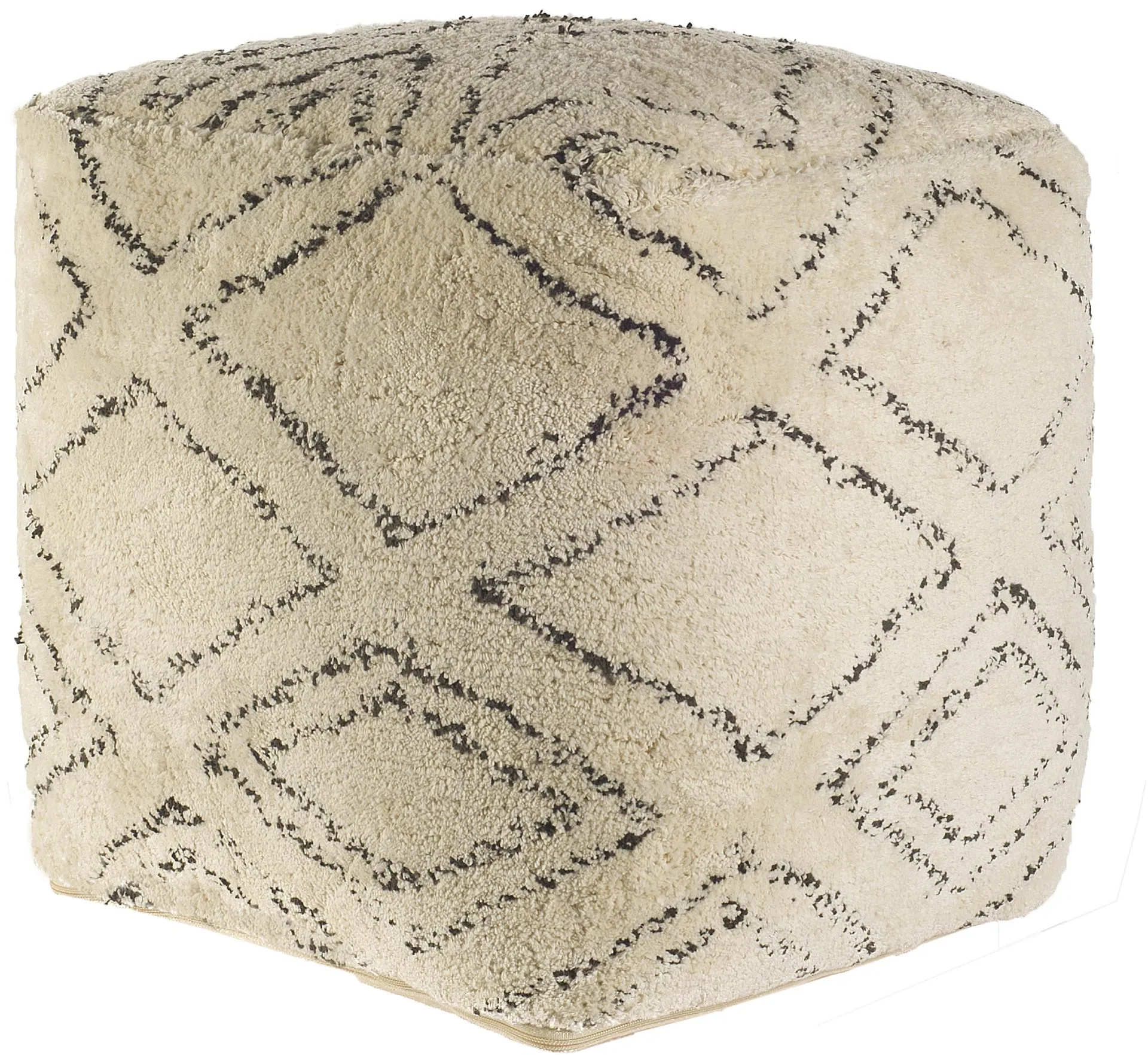 Alès | Beige Square Pouf Ottoman