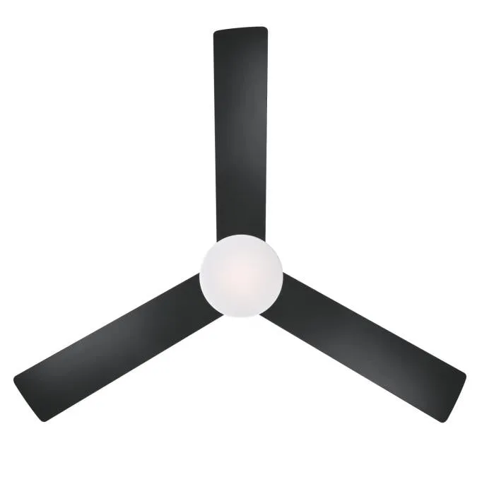 Alta Vista 52-Inch Three-Blade Indoor Ceiling Fan, Matte Black Finish with Dimmable LED Light Fixture, Remote Control Included