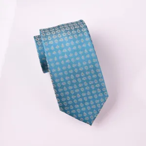 Alternating Tan Floral Paisley Turquoise Teal Skinny Woven Tie 3"