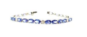 Alternating Tanzanite  and Diamond Bracelet in 14k White Gold Ad No. 2293