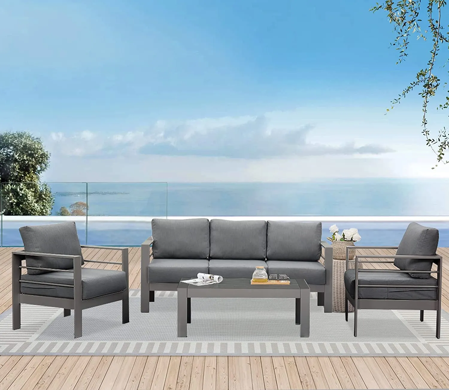 Aluminum Patio Furniture Set 4 Pcs