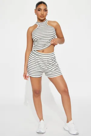 Always Into Me Striped Short Set - White/combo