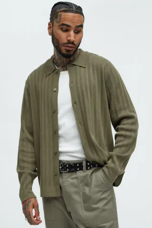 Always Knew Polo Cardigan - Olive