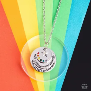 Always Looking Up - Multi - Rainbow Star Colored Rhinestone Inspirational Paparazzi Short Necklace - Empire Diamond Exclusive