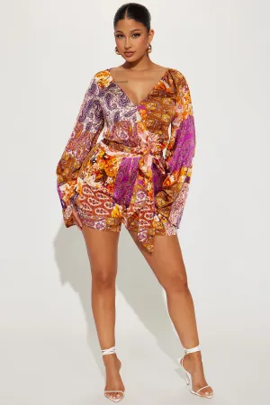 Always On Vacation Romper - Purple/combo