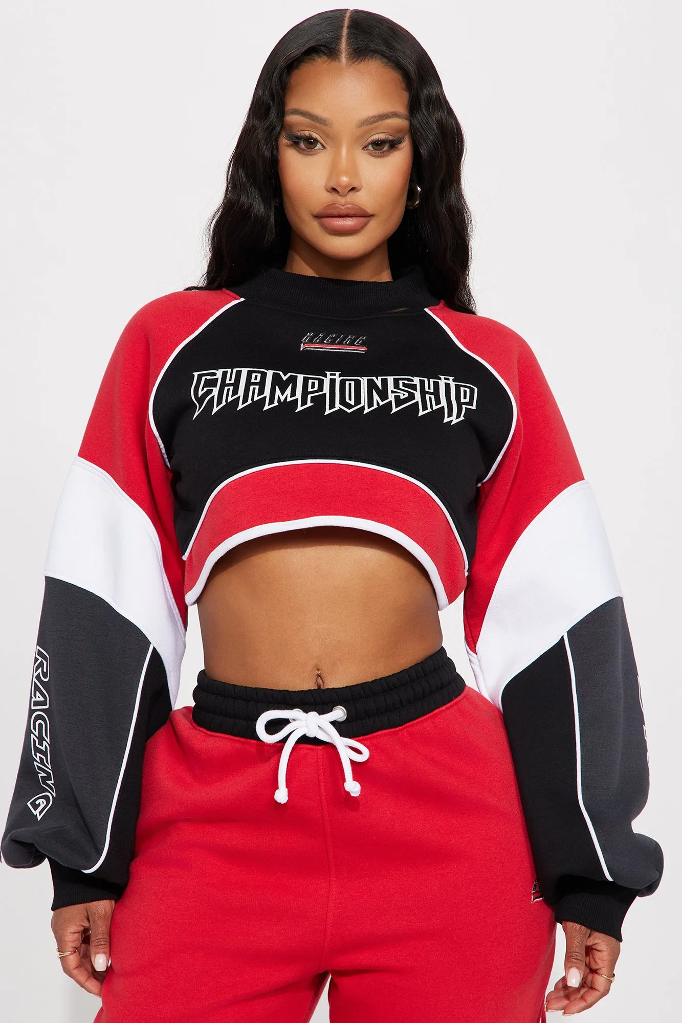 Always Winning Cropped Sweatshirt - Red/combo