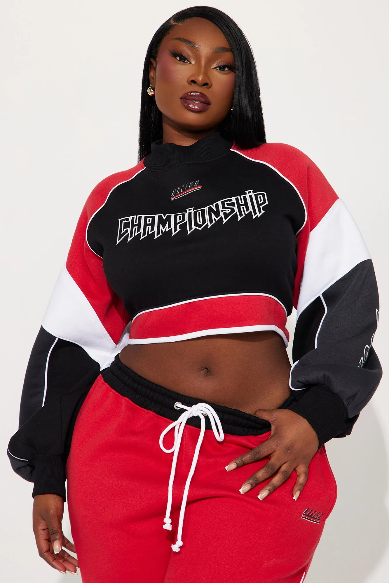 Always Winning Cropped Sweatshirt - Red/combo