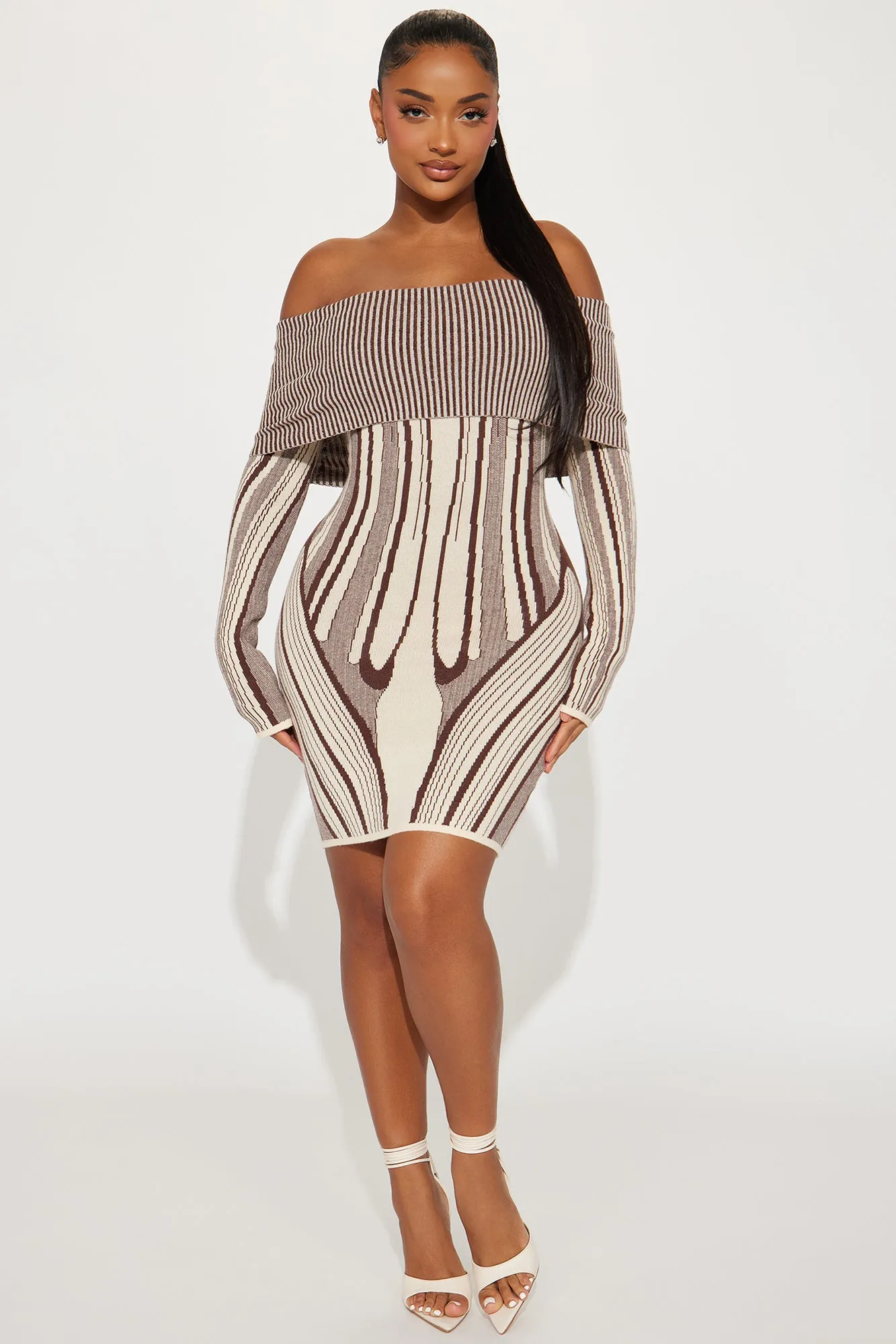 Alyssa Sweater Mini Dress - Cream/combo