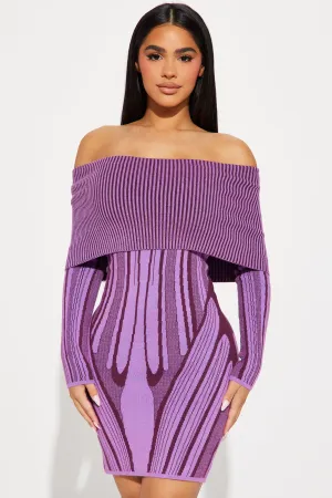 Alyssa Sweater Mini Dress - Purple/combo