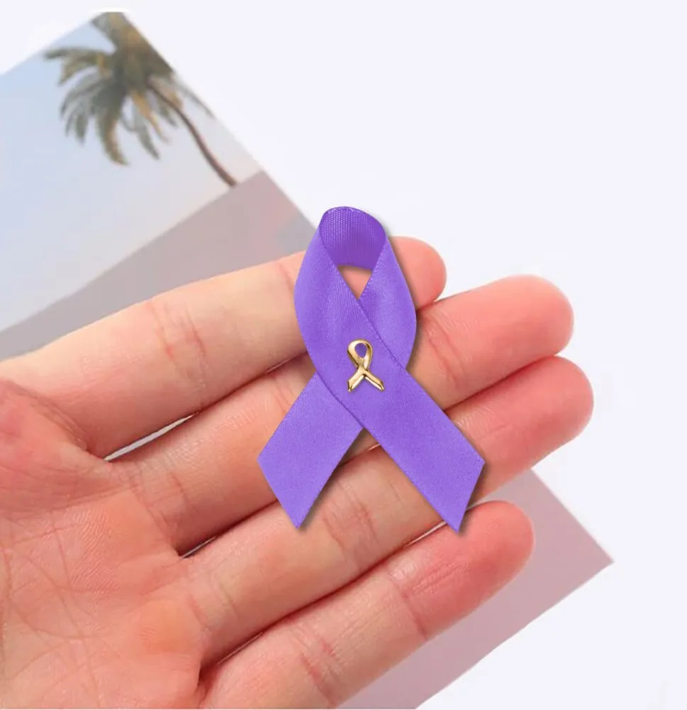 Alzheimer's Awareness Purple Satin Ribbon Pins