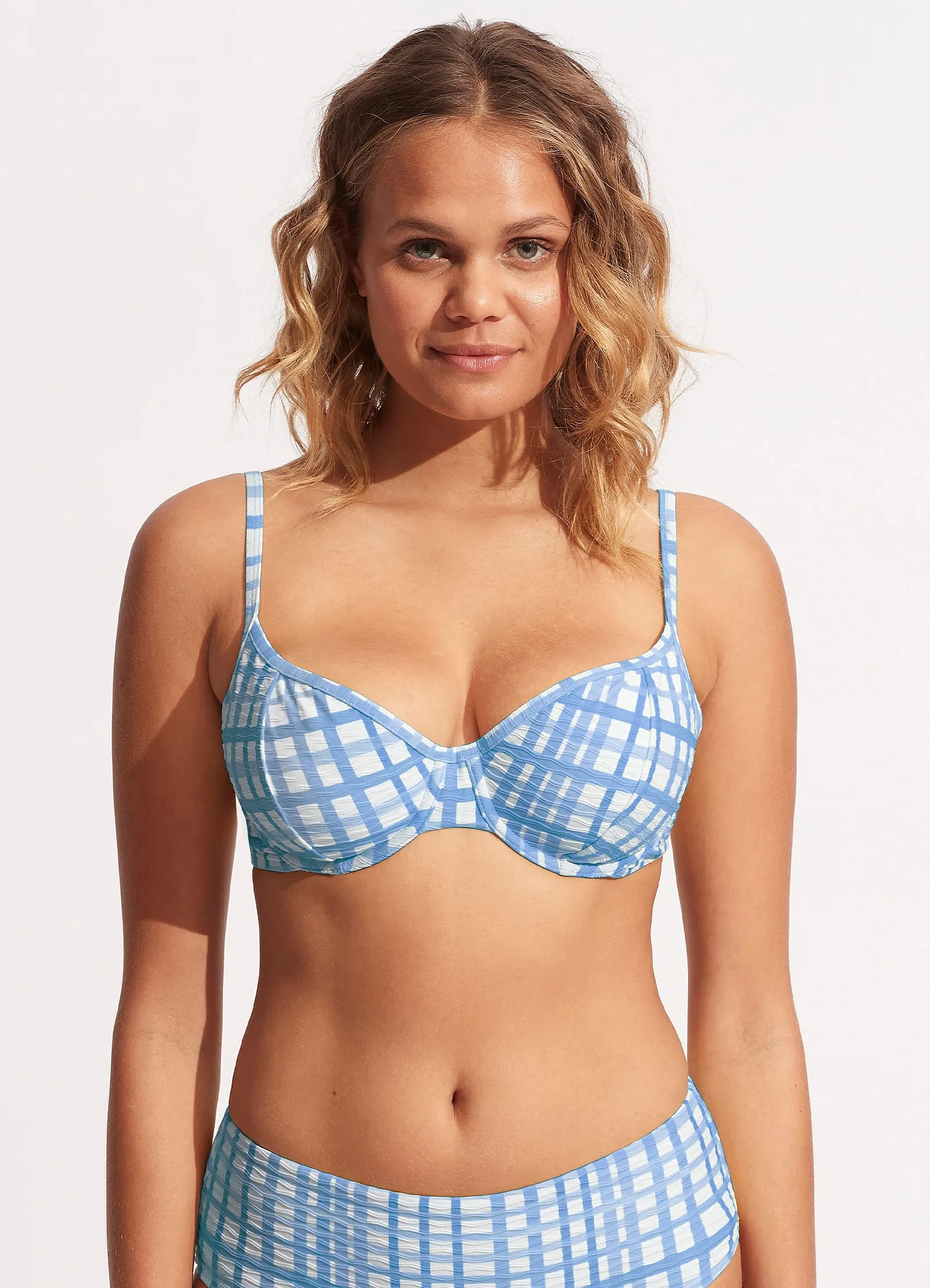 Amalfi Check DD Underwire Bra - Amalfi Blue