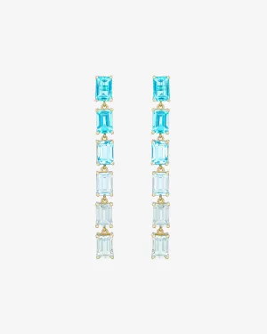 Amalfi Emerald Cut Blue Ombre Midi Drop Earrings