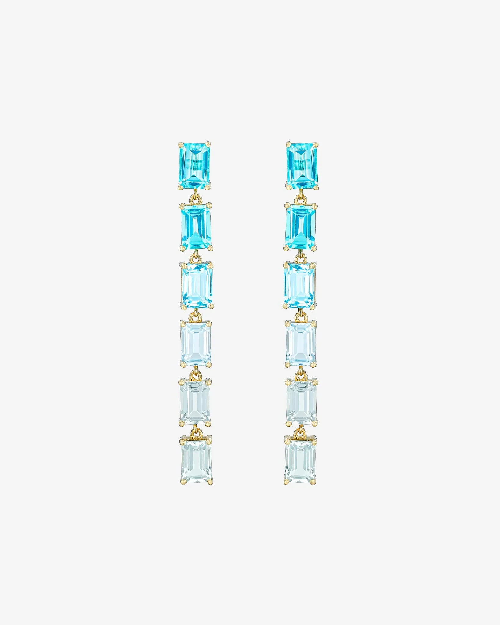 Amalfi Emerald Cut Blue Ombre Midi Drop Earrings