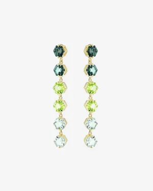 Amalfi Hexagon Cut Green Ombre Midi Drop Earrings