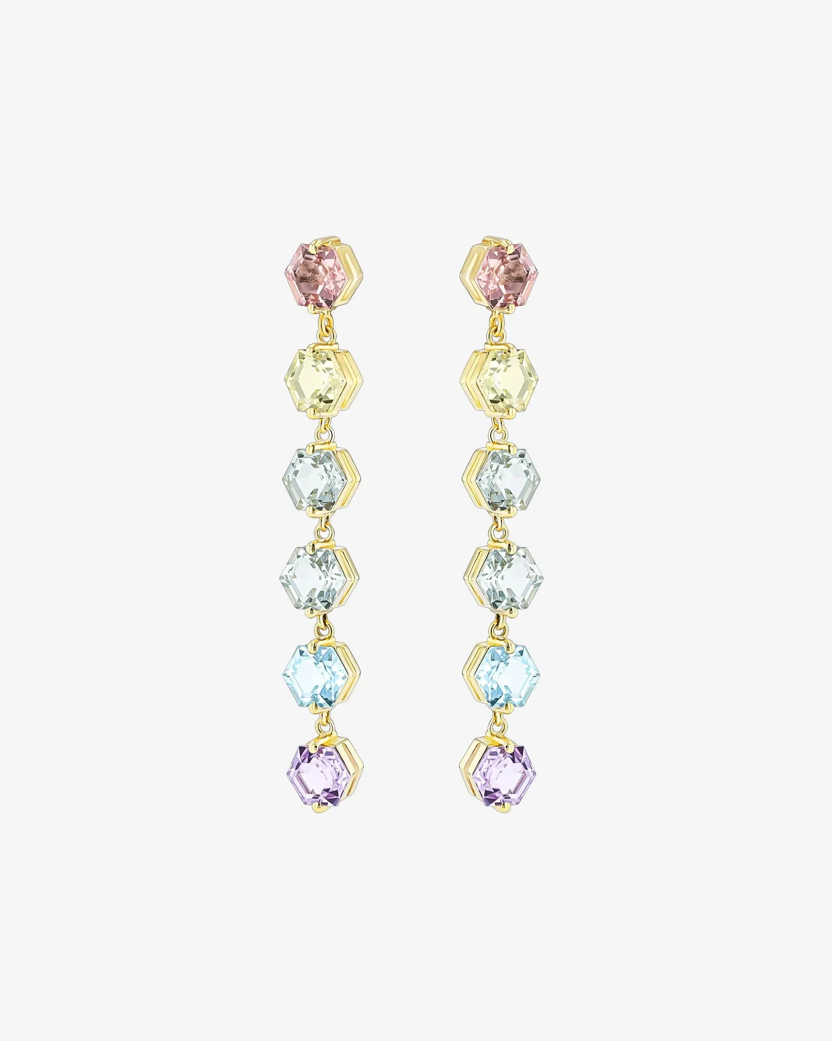 Amalfi Hexagon Cut Pastel Midi Drop Earrings