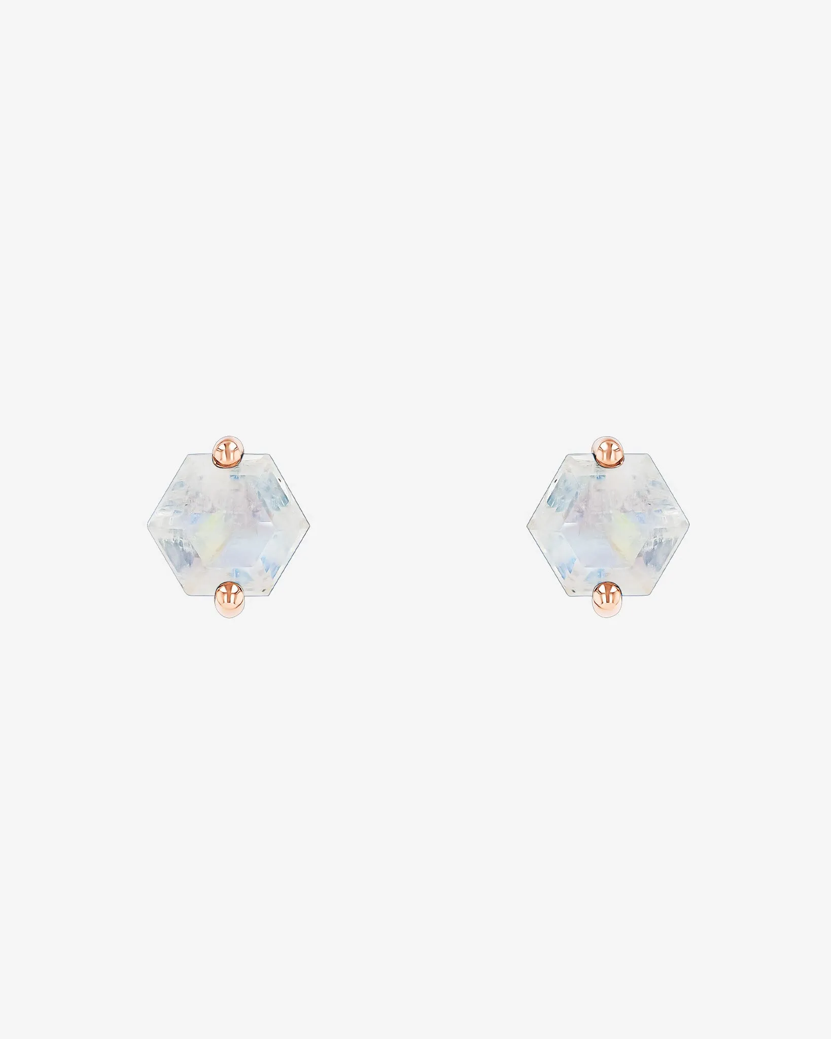 Amalfi Hexagon Rainbow Moonstone Studs