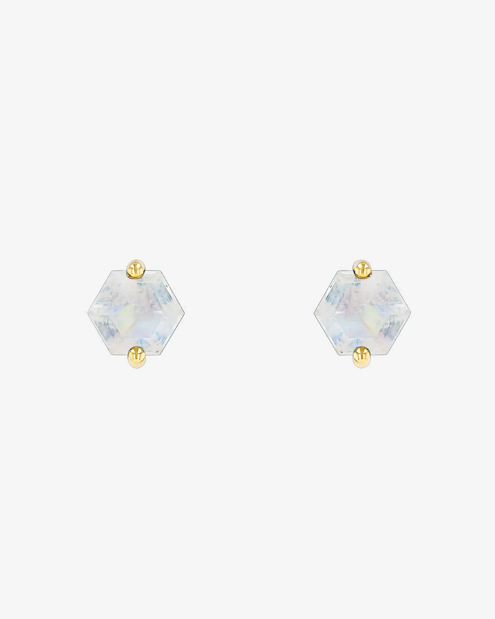 Amalfi Hexagon Rainbow Moonstone Studs