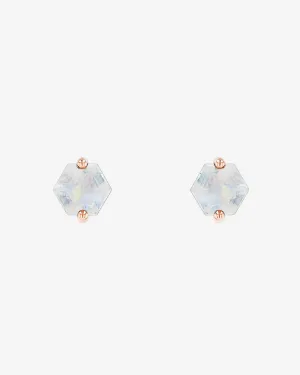 Amalfi Hexagon Rainbow Moonstone Studs