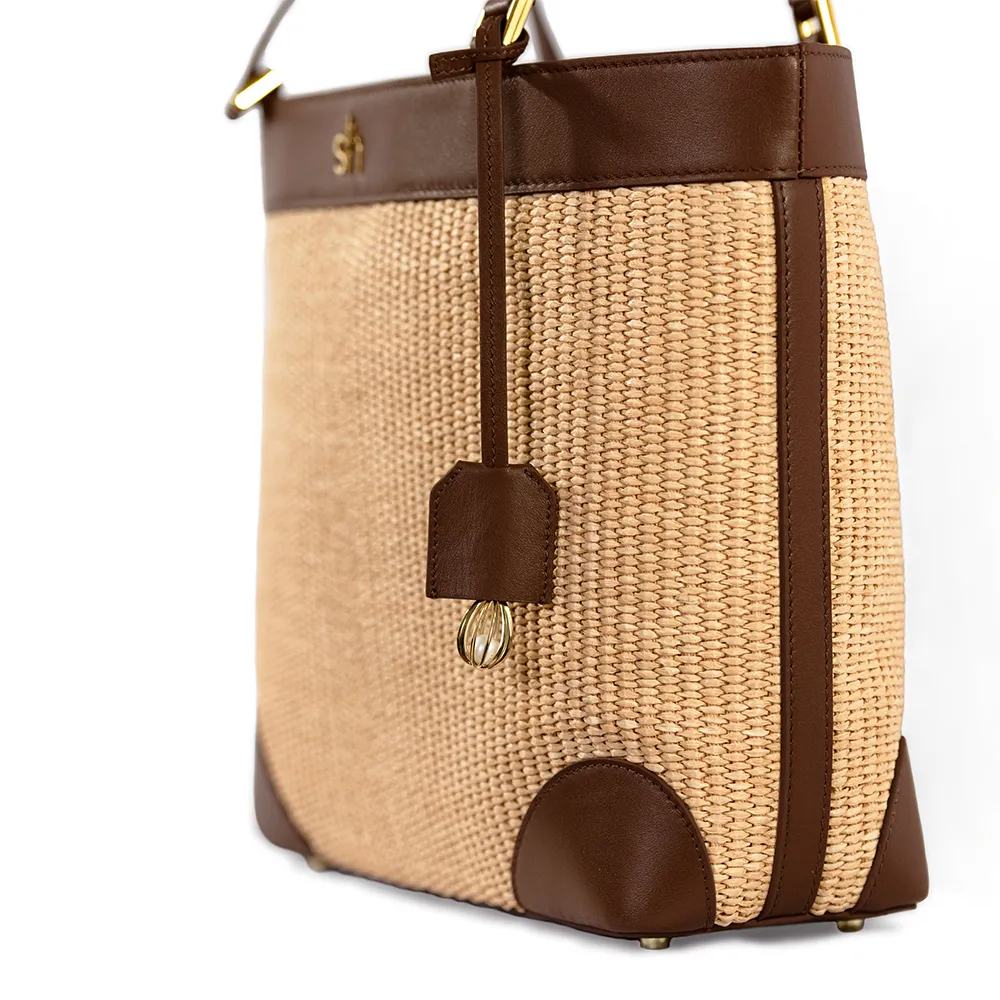 Amalfi Straw Tote - Brown