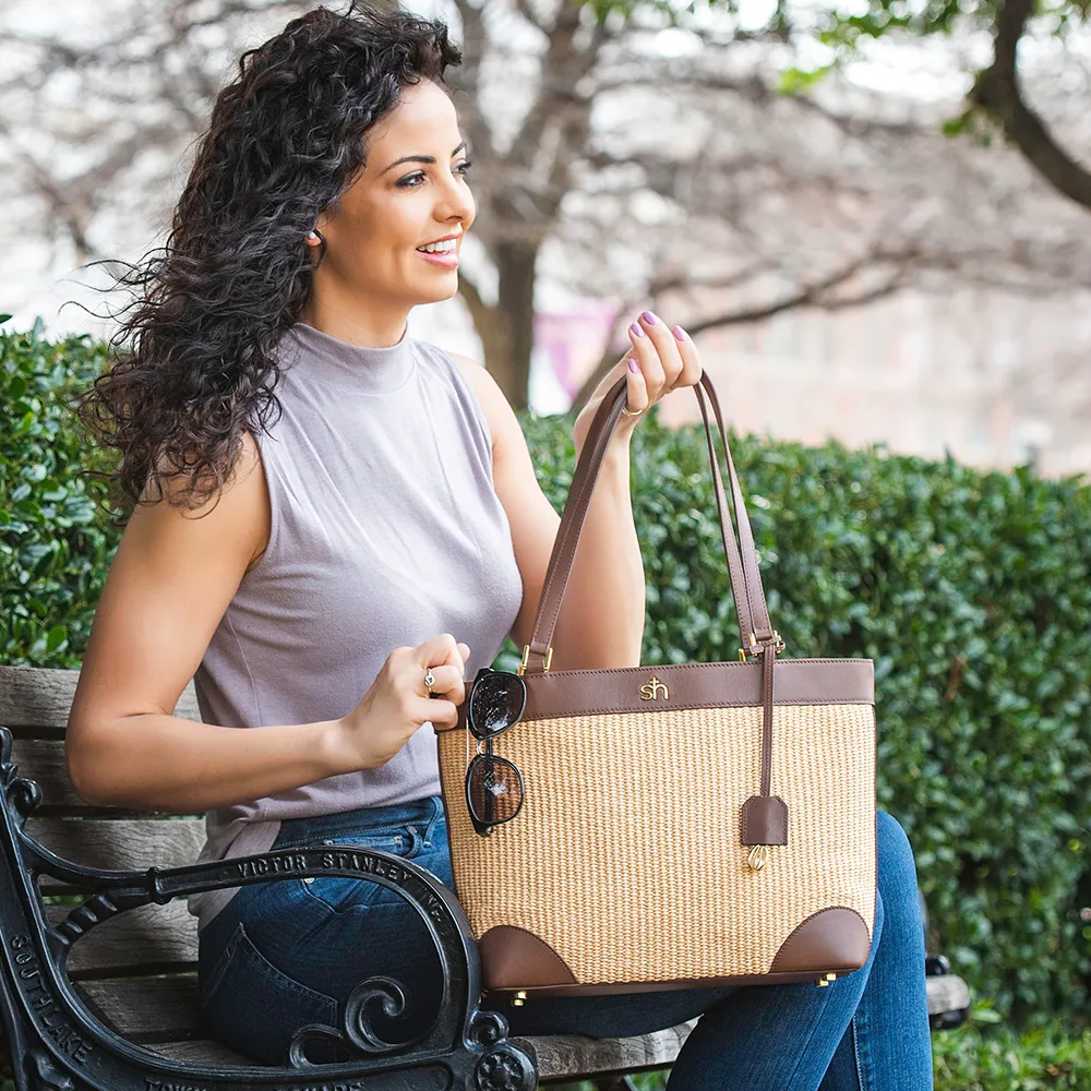 Amalfi Straw Tote - Brown